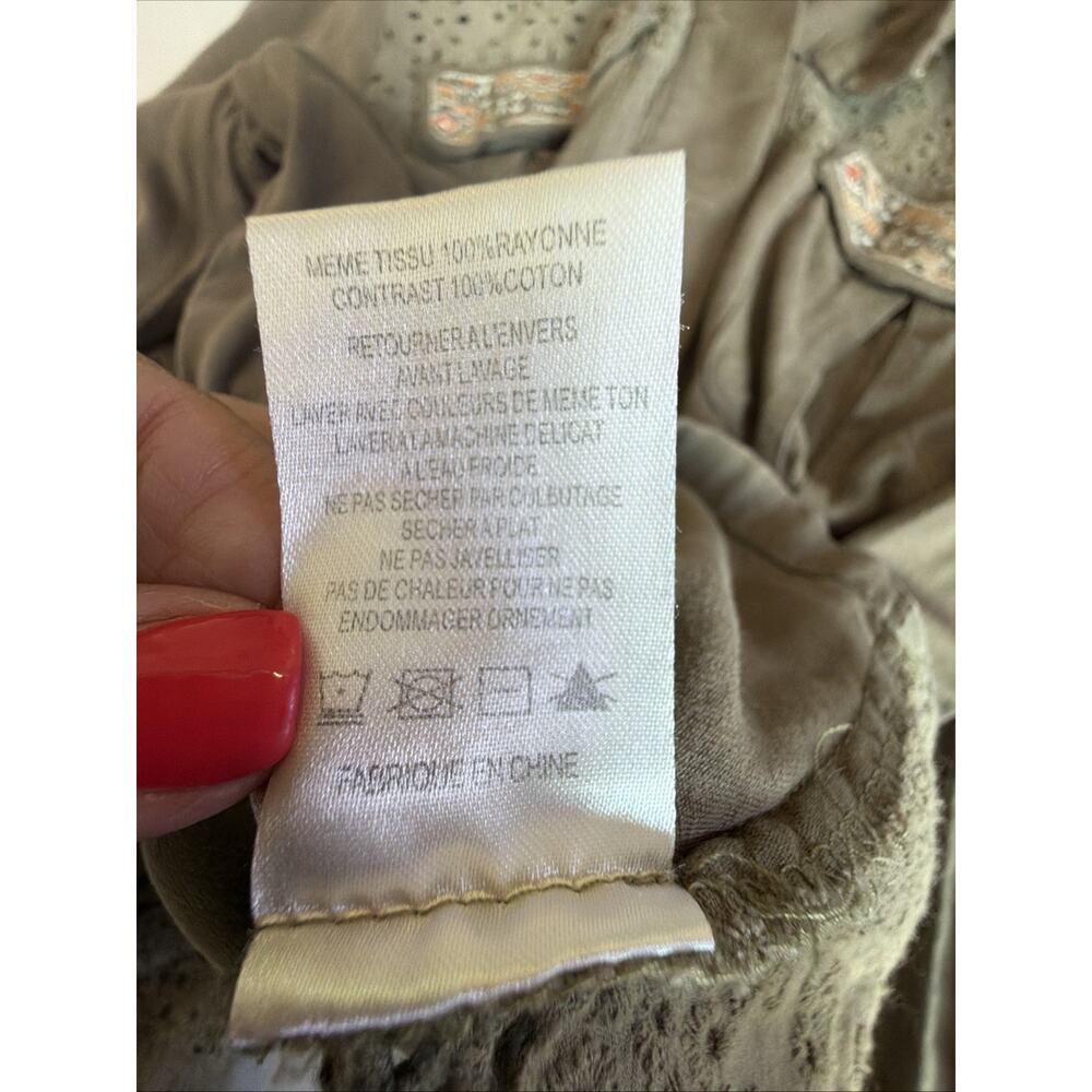 Miss Me Jacket Army Green Dune Drawcord Cotton Embroidered Fairy Grunge Large - Picture 12 of 13
